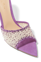 Rania 85 Suede Organza Embellished Mules